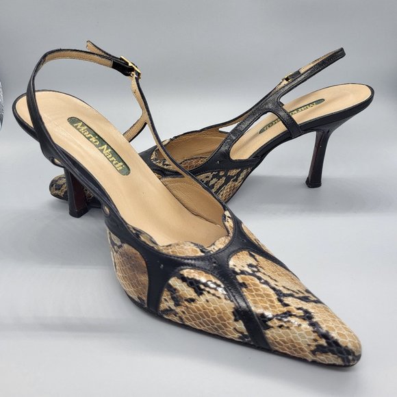Mario Nardi Snakeskin Print Slingback Pumps - Picture 12 of 15